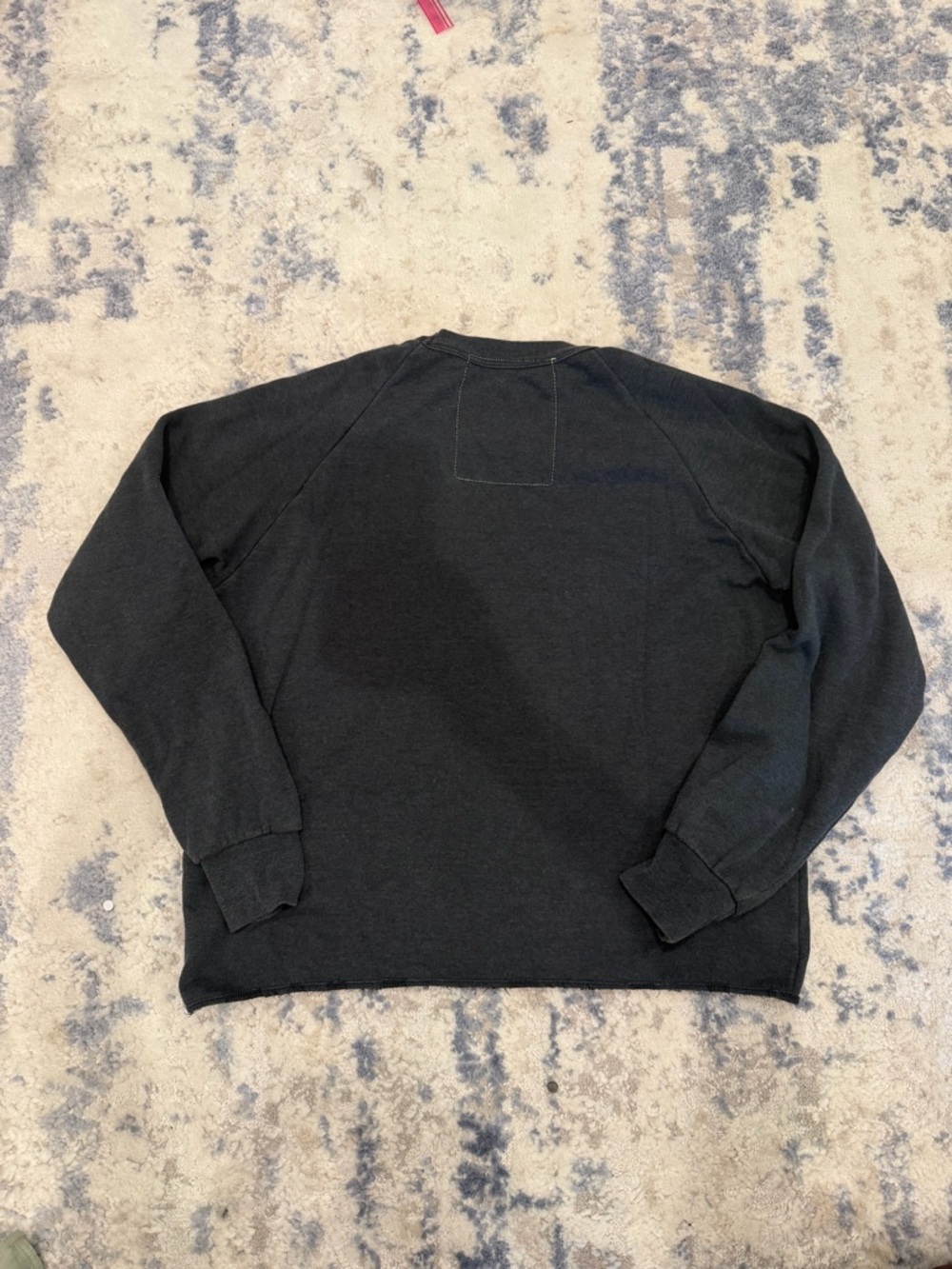Aviator Nation Washed Black Crewneck with Rainbow Embroidered Patch - Picture 6 of 7